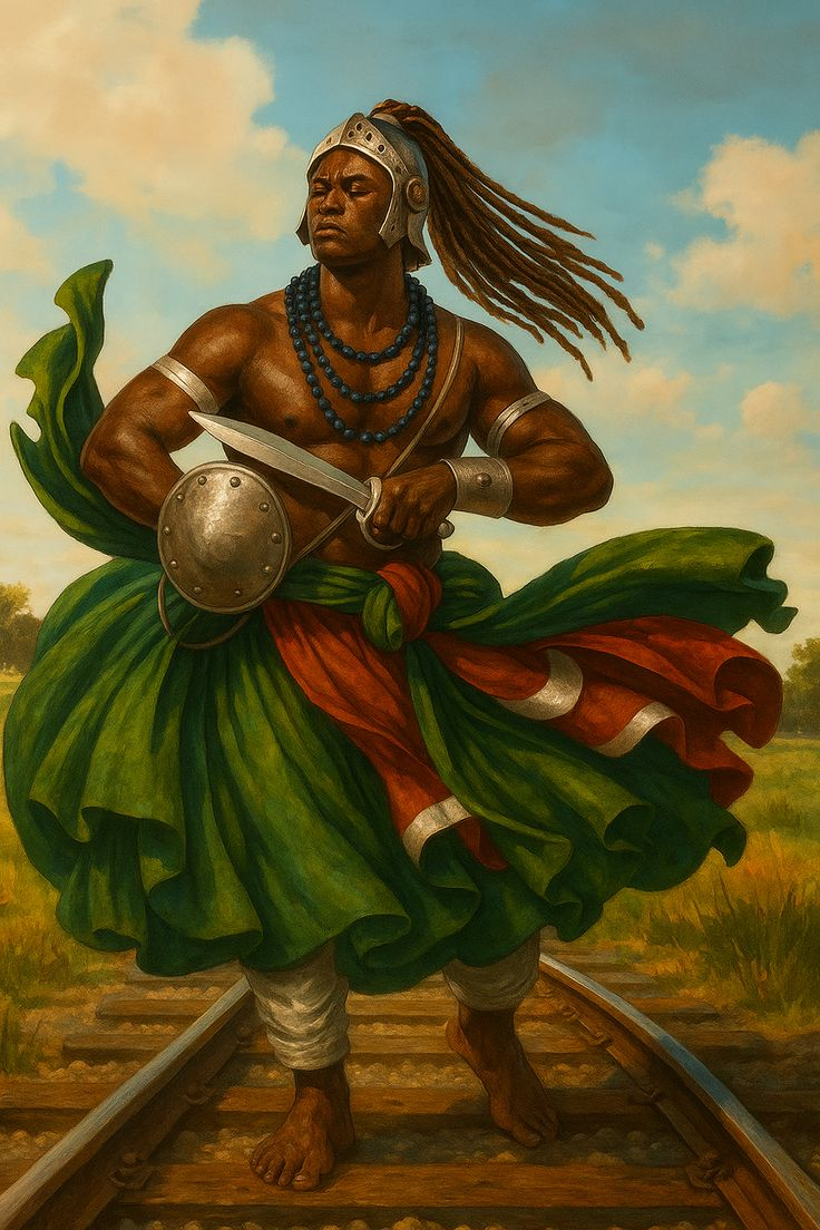 Ilustração do Orixá Ogum em arte linear