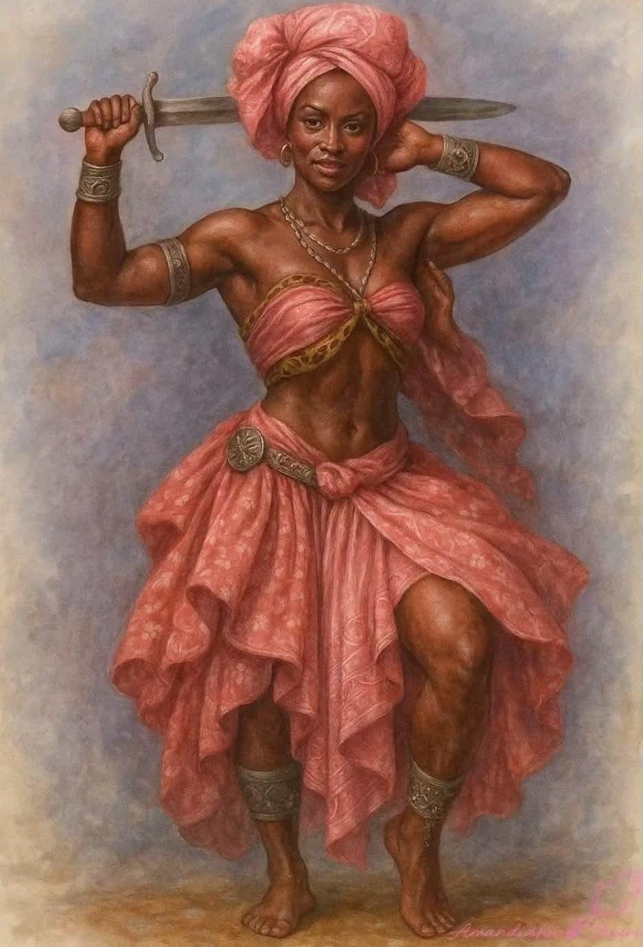 Ilustração do Orixá Obá em arte linear